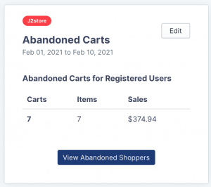 JStats J2Store - Abandoned Carts