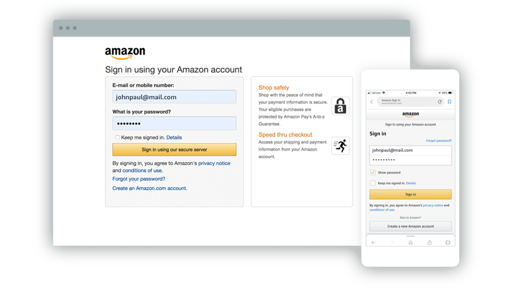 Amazon Pay Desktop View